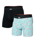 Saxx Vibe Xtra (2 Pack) Soft Comfort Boxer Brief - Drinko Flamingo/Black