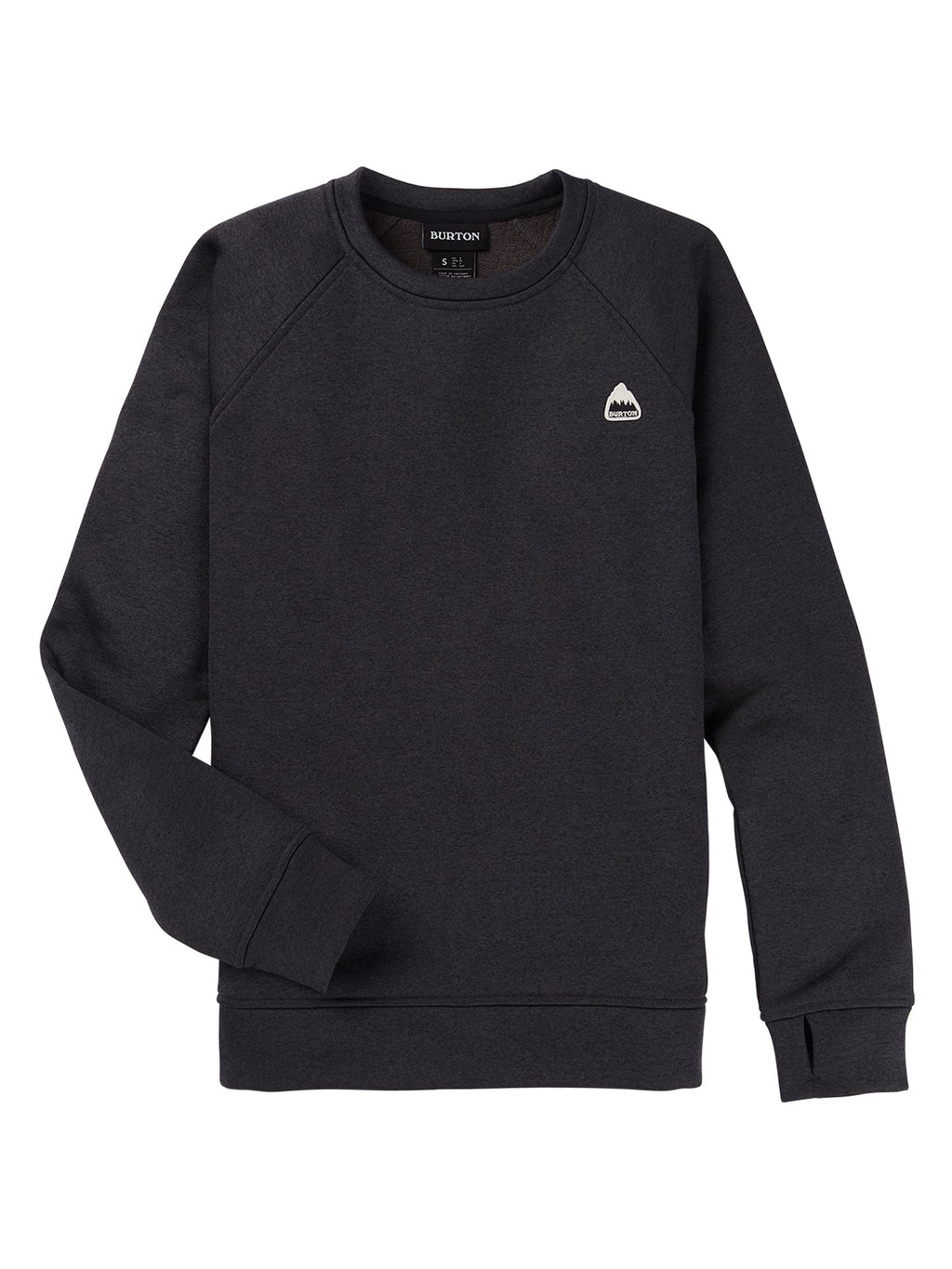 Burton Women's Oak Crewneck Sweatshirt True Black Heather - flat lay front