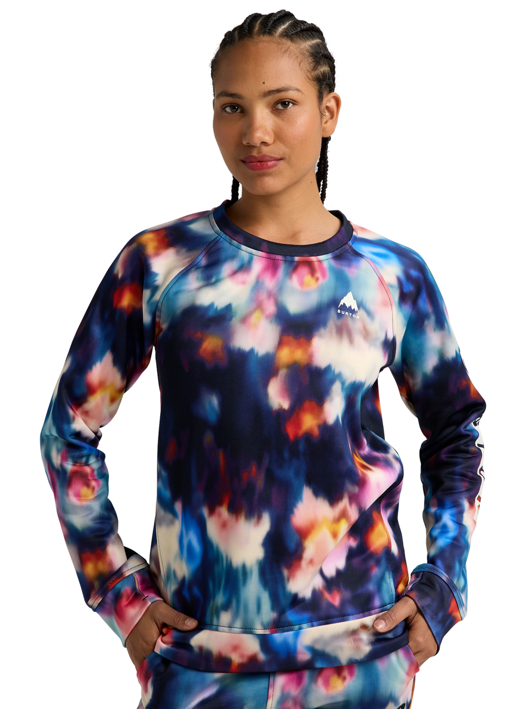 Burton Women's Oak Crewneck Sweatshirt - Floral Blur - on model