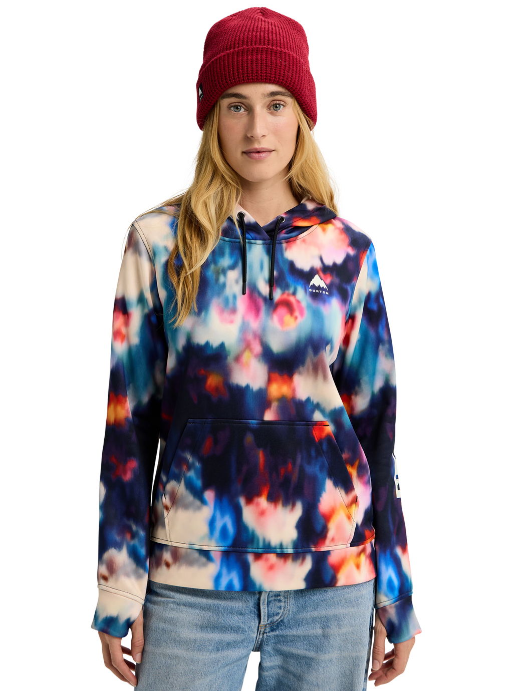 Burton Women's Oak Pullover Hoodie - Floral Blur - on model