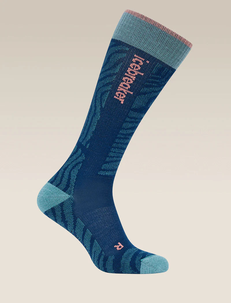 Icebreaker Women's Merino Ski+ Light Over The Calf Socks Mountain Contour