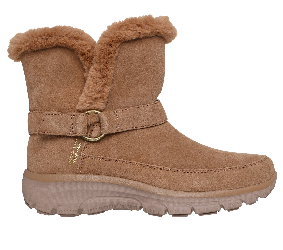 Skechers Slip-ins Relaxed Fit Easy Going Dreamers Luxe Vibes, Chestnut, three-quarter front