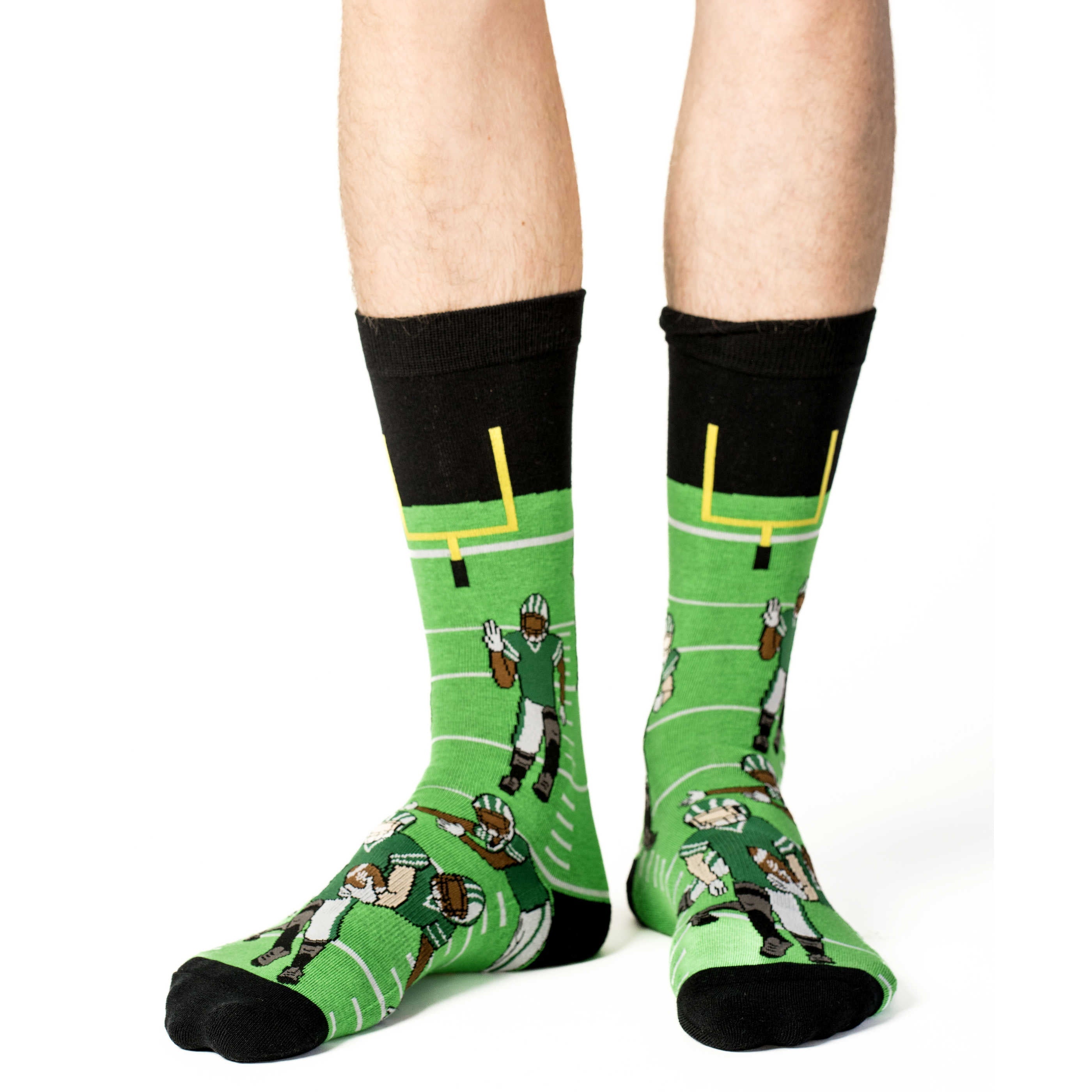 Good Luck Sock Football Green socks, worn on feet