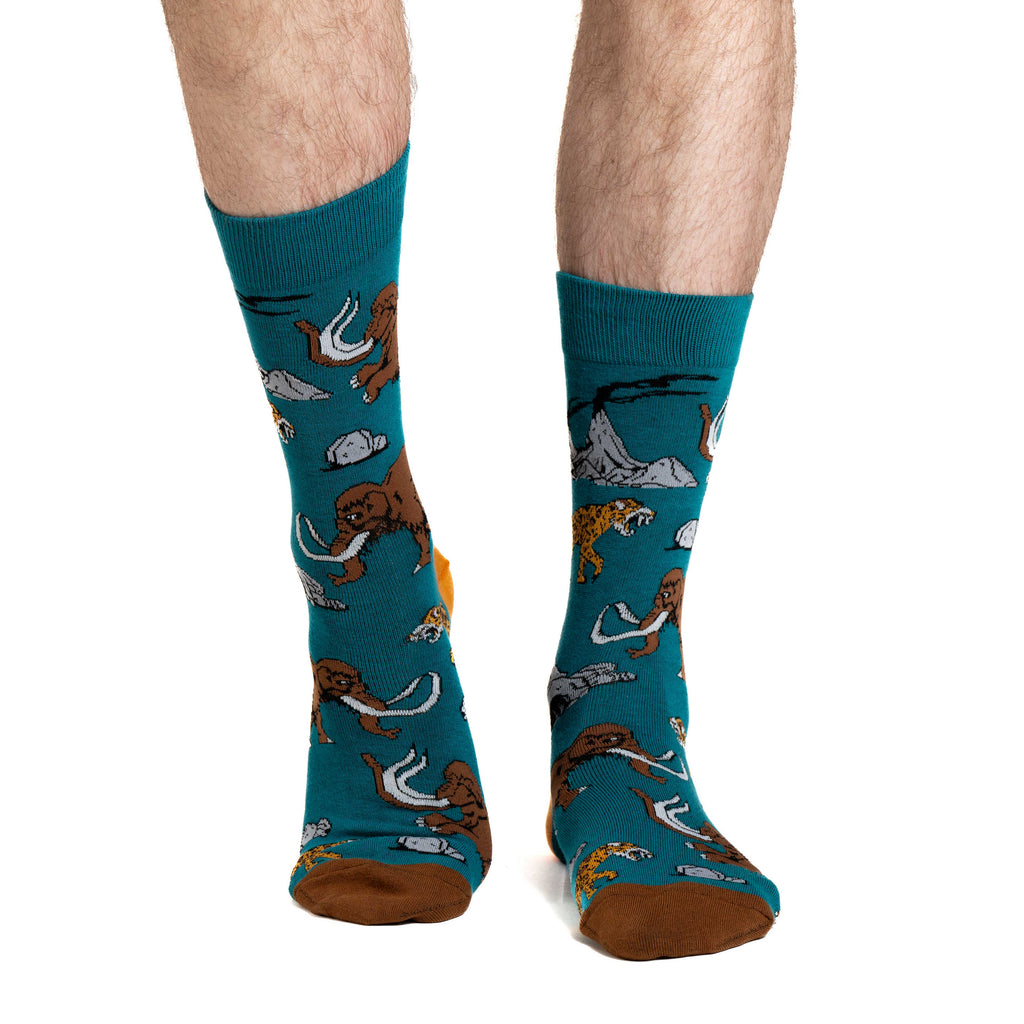 Good Luck Sock Mammoth And Sabre Tooth Tiger Socks - worn