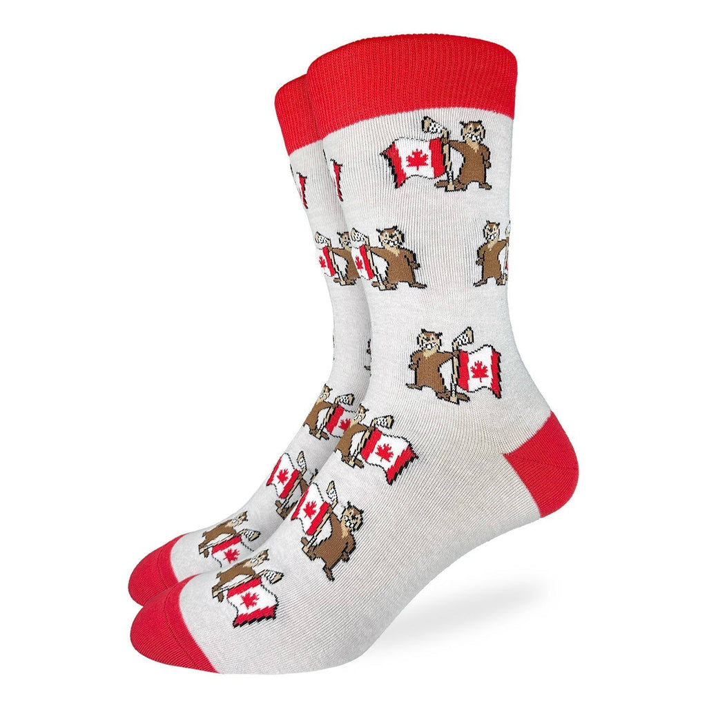 Good Luck Sock Men's Beaver Waving Canada Flag Socks
