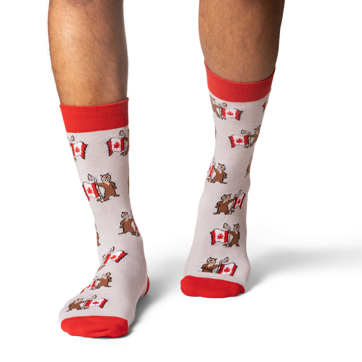 Good Luck Sock Men's Beaver Waving Canada Flag Socks