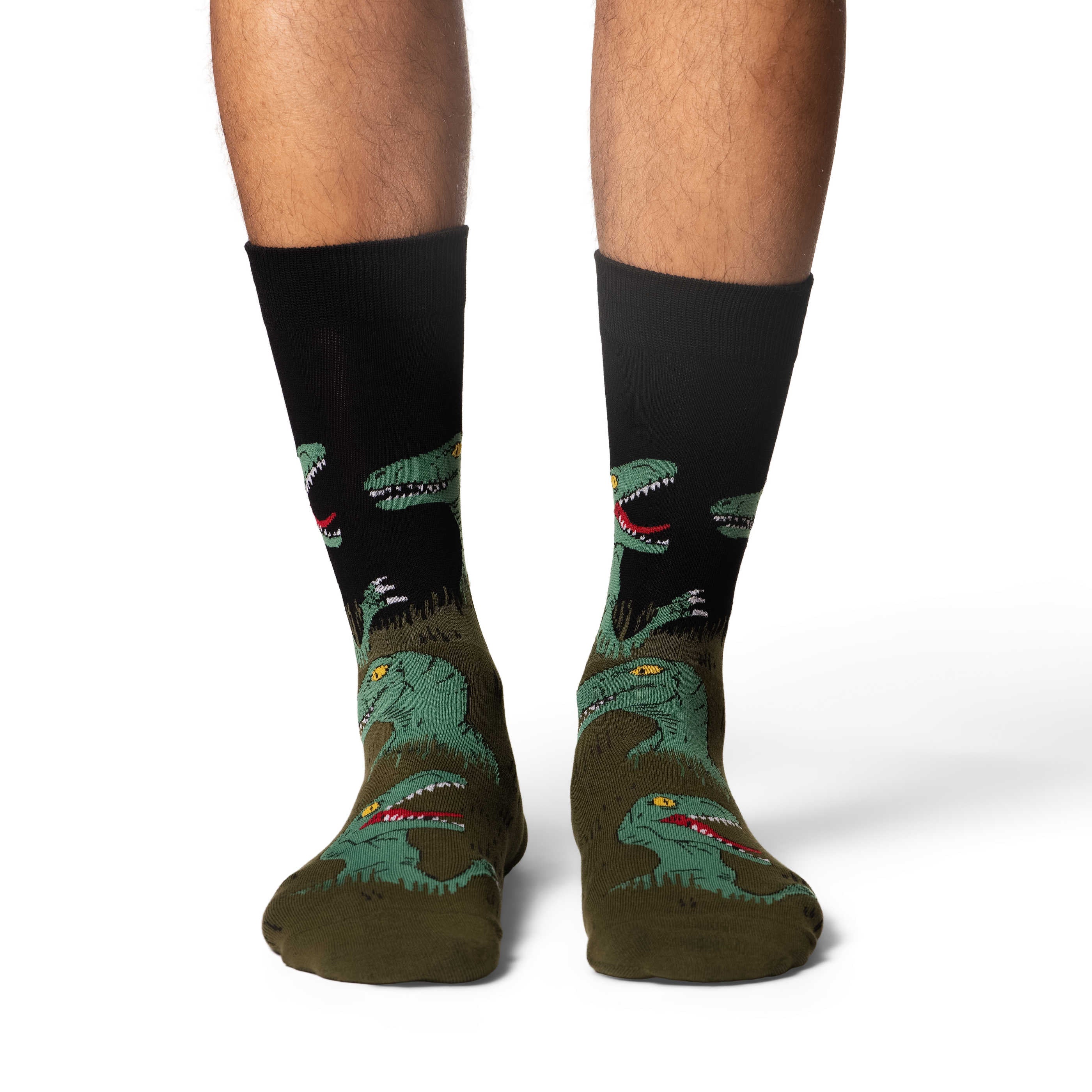 Good Luck Sock Velociraptors Hiding in the Bushes Socks - front view