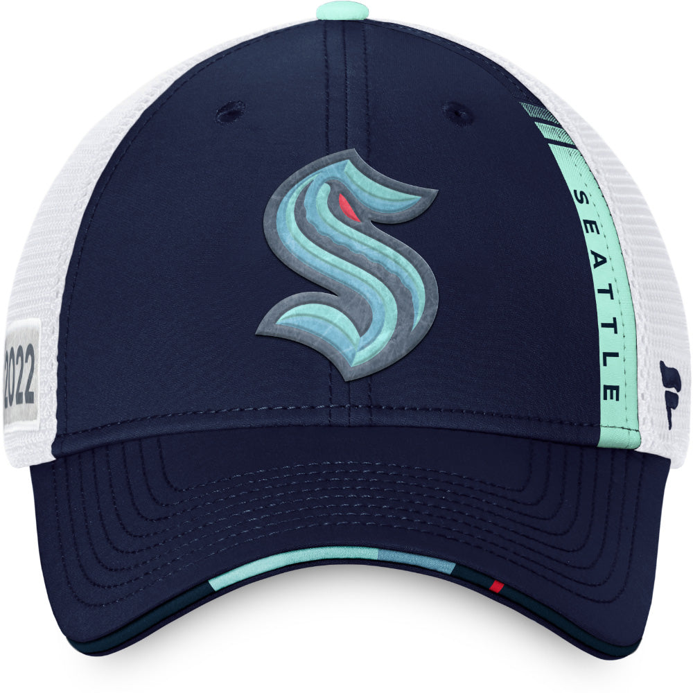 Fanatics Seattle Kraken 2022 NHL Draft Authentic Pro Structured Trucker Hat - side view