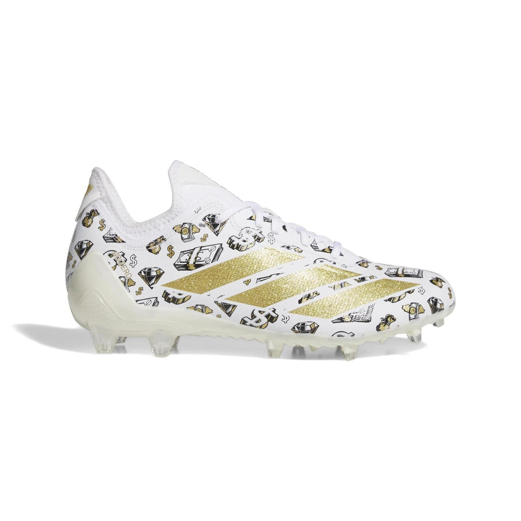 Adidas Adizero Electric II Football Cleats - White/Gold/Core Black - lateral