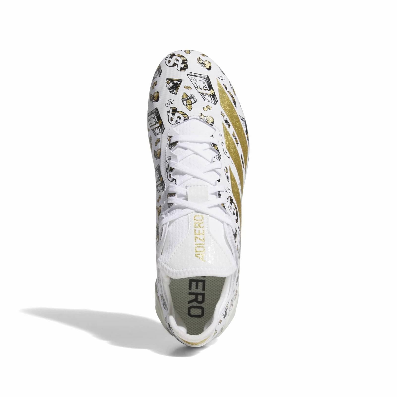 Adidas Adizero Electric II Football Cleats - White/Gold/Core Black - top