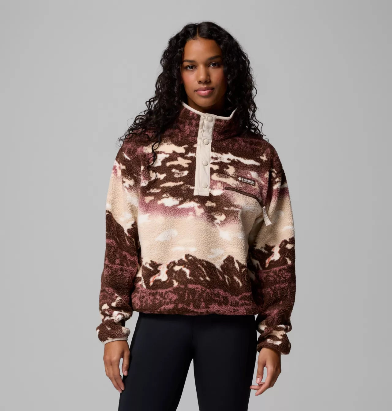 Columbia Women's Helvetia II Printed Cropped Half Snap Fleece Pullover