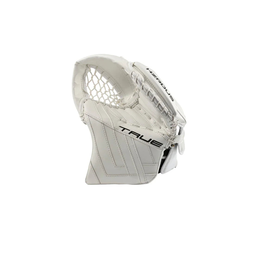 True HZRDUS 7X4 Senior Goalie Catcher - White/White - front