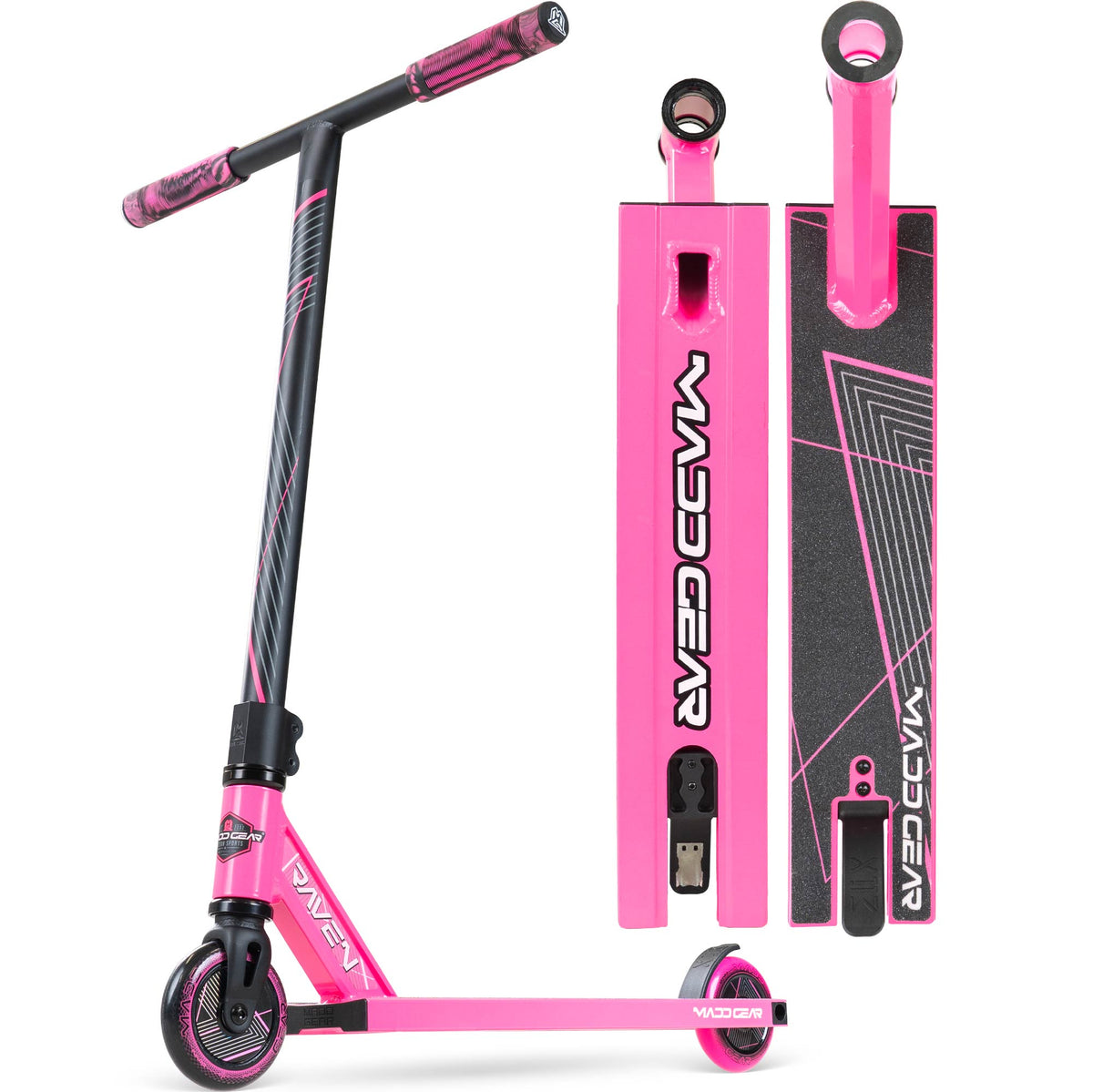 Madd Gear MG1 Raven Pro Stunt Scooter - PINK/BLACK, front view