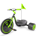 Madd Gear Drift Trike - BLACK/GREEN, front three-quarter view