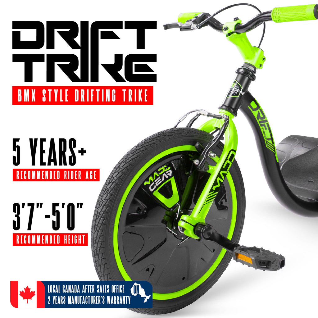 Madd Gear Drift Trike - BLACK/GREEN, features overview