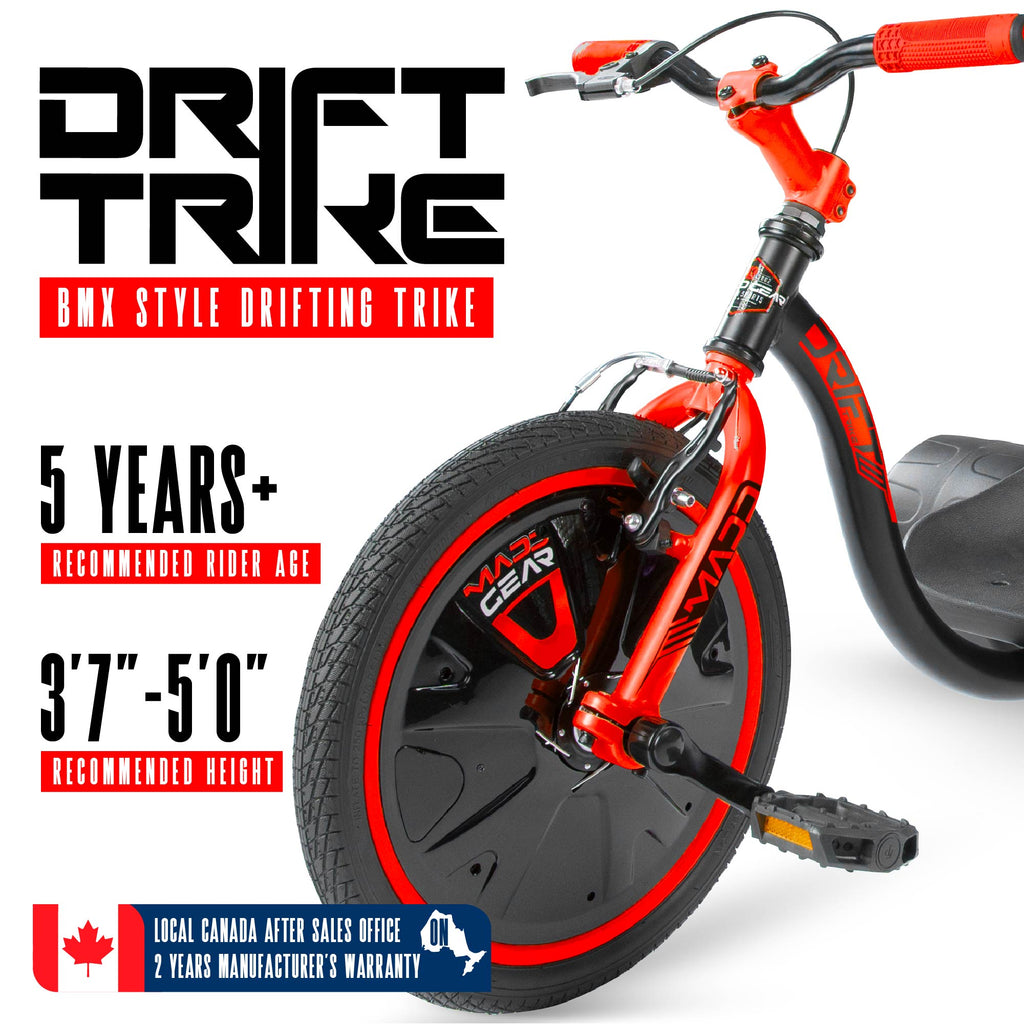 Madd Gear Drift Trike - BLACK/RED, features overview