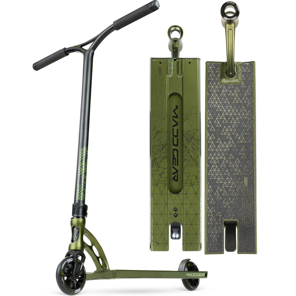 Madd Gear Origin 550 Pro Stunt Scooter - OLIVE FATIGUE, front view