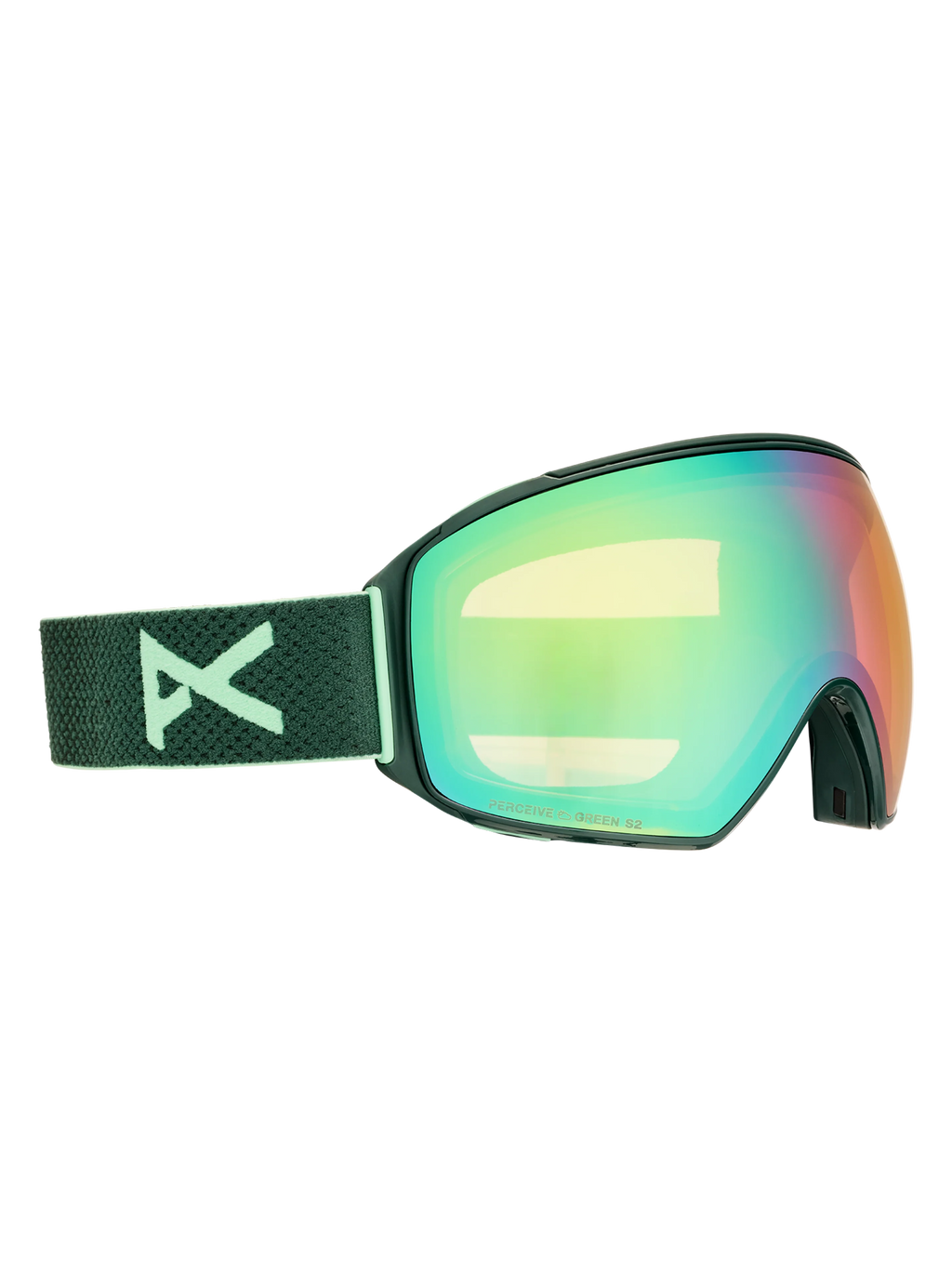 Anon M4 Goggles (Toric) + Bonus Lens + MFI Face Mask - Brunswick Green/Variable Green, left angled view