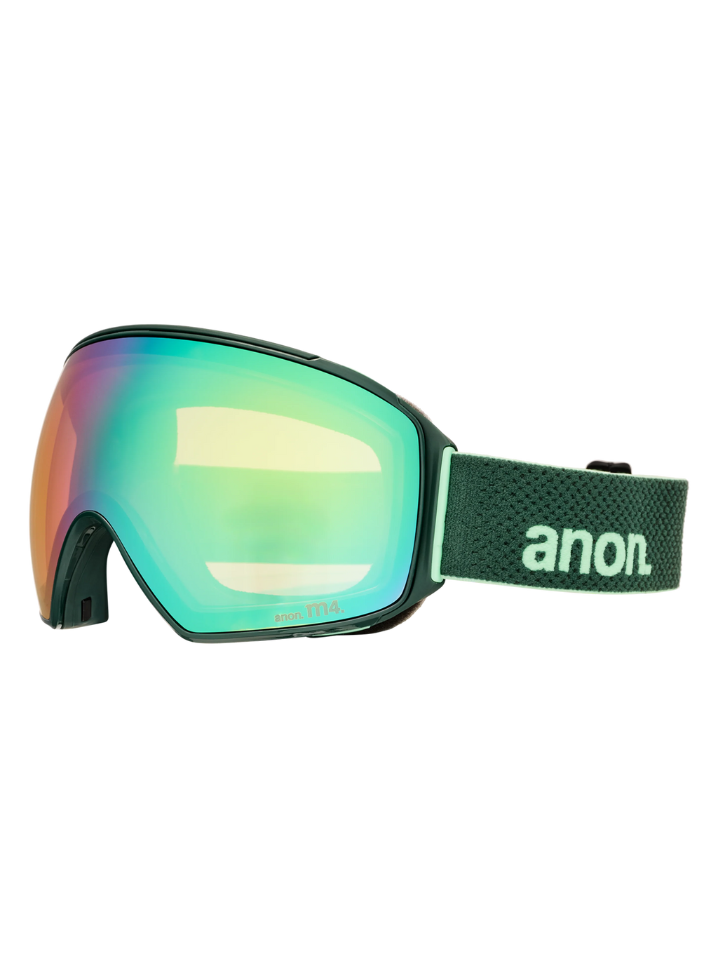 Anon M4 Goggles (Toric) + Bonus Lens + MFI Face Mask - Brunswick Green/Variable Green, right angled view