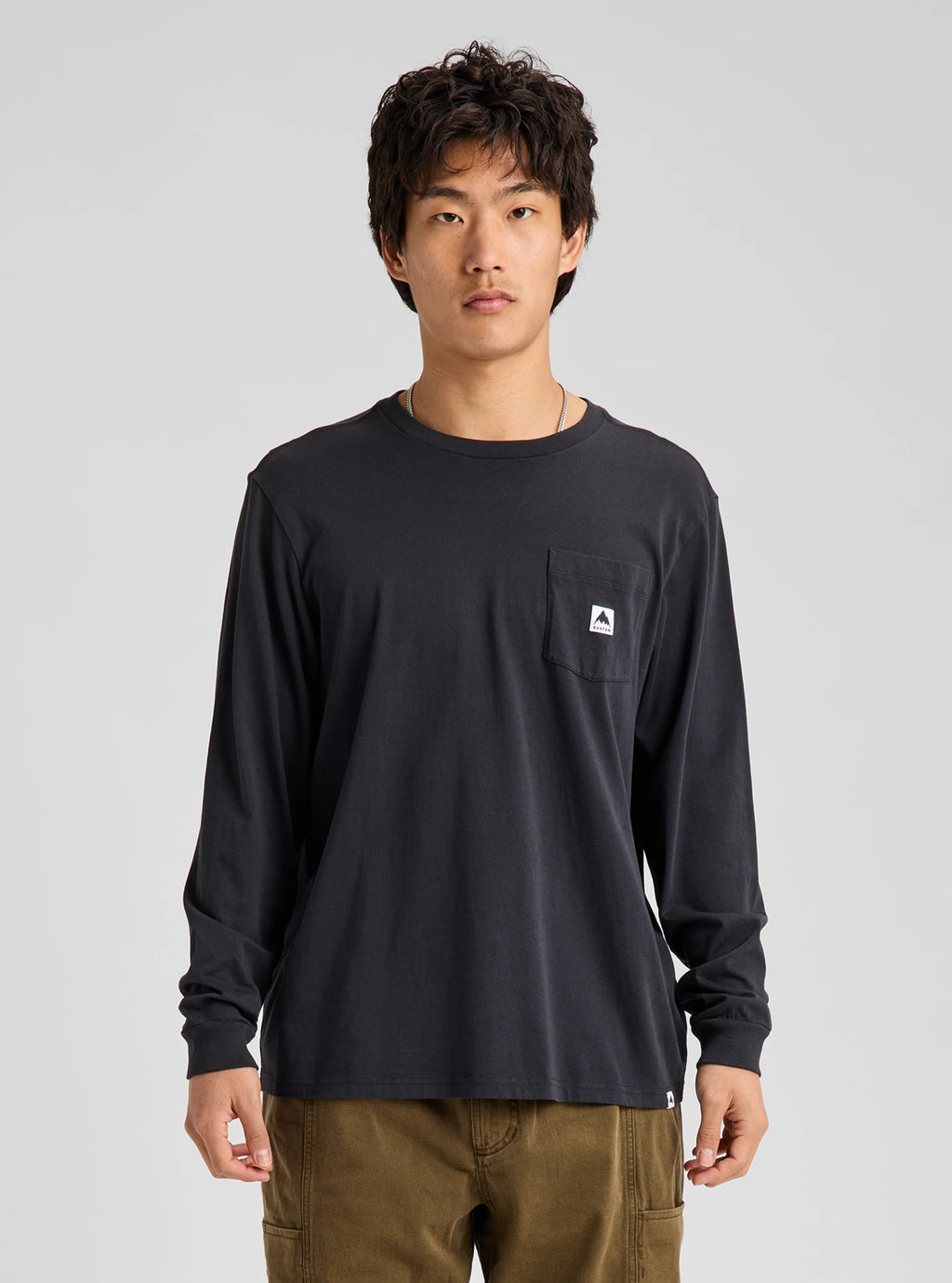 Burton Colfax Long Sleeve T-Shirt True Black - on model front