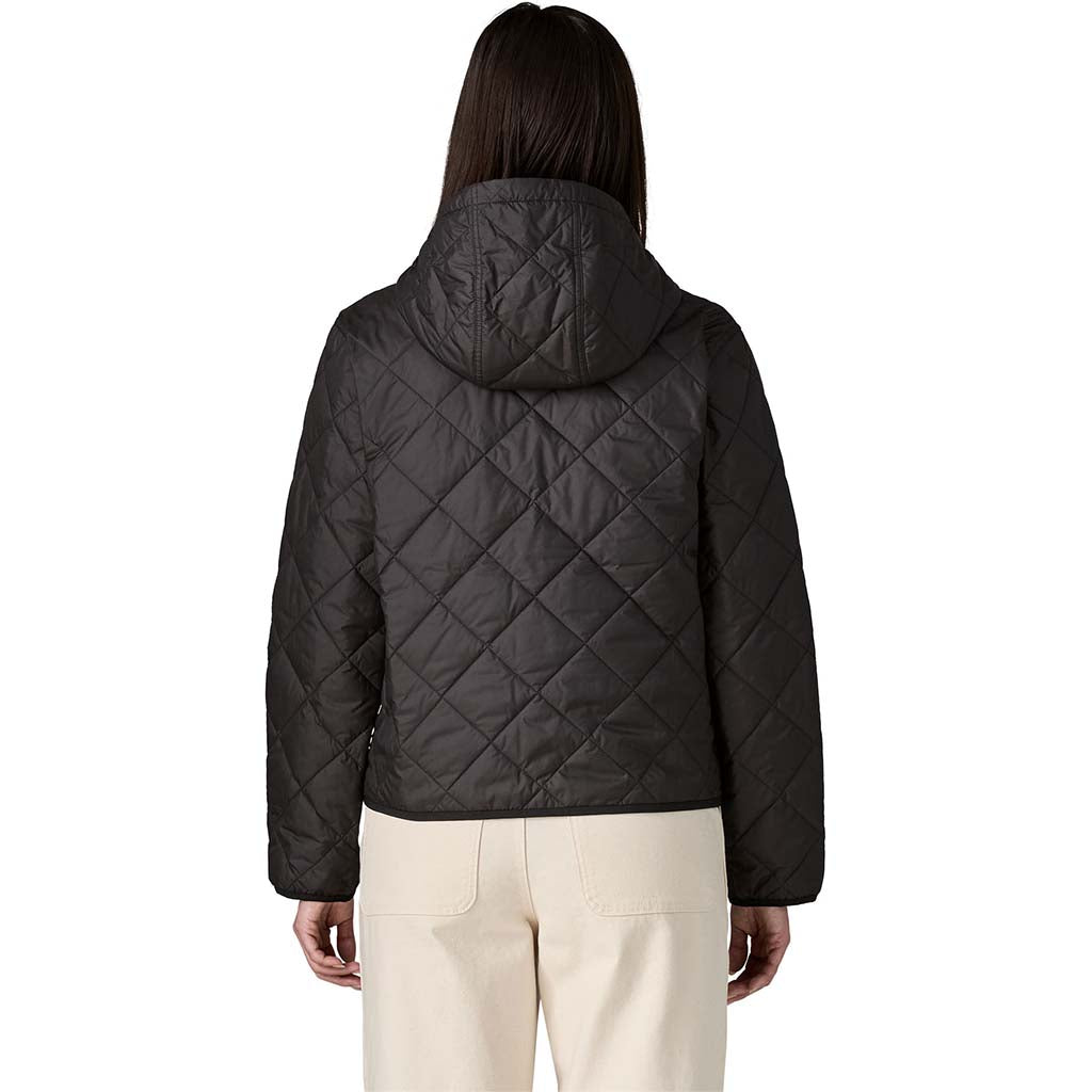 Patagonia Women's Diamond Quilted Bomber Hoody - Black w/Black - back on model
