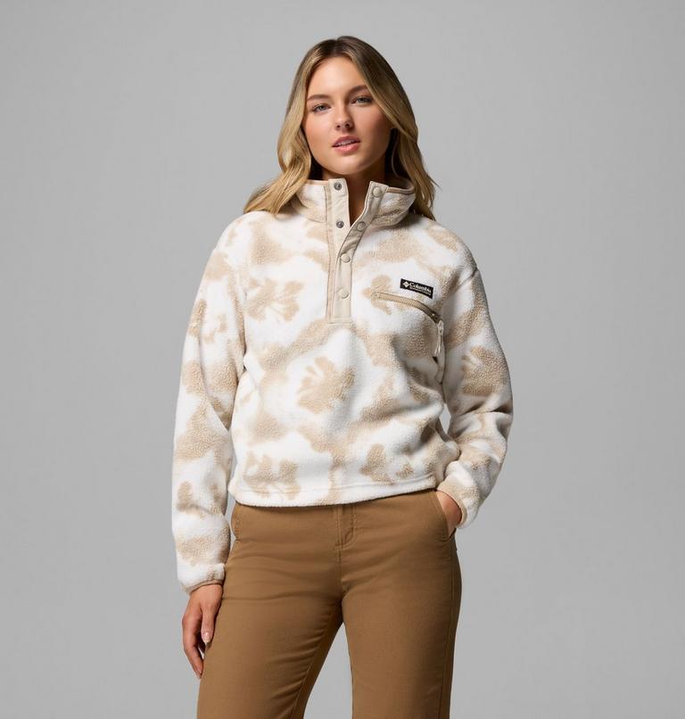 Columbia Women's Helvetia II Printed Cropped Half Snap Fleece Pullover