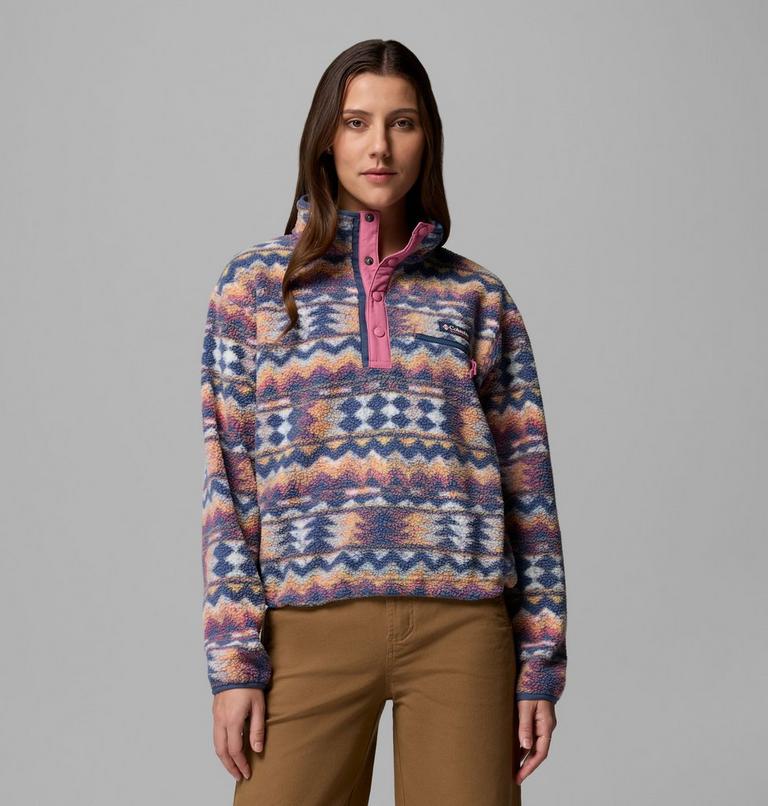 Columbia Women's Helvetia II Printed Cropped Half Snap Fleece Pullover