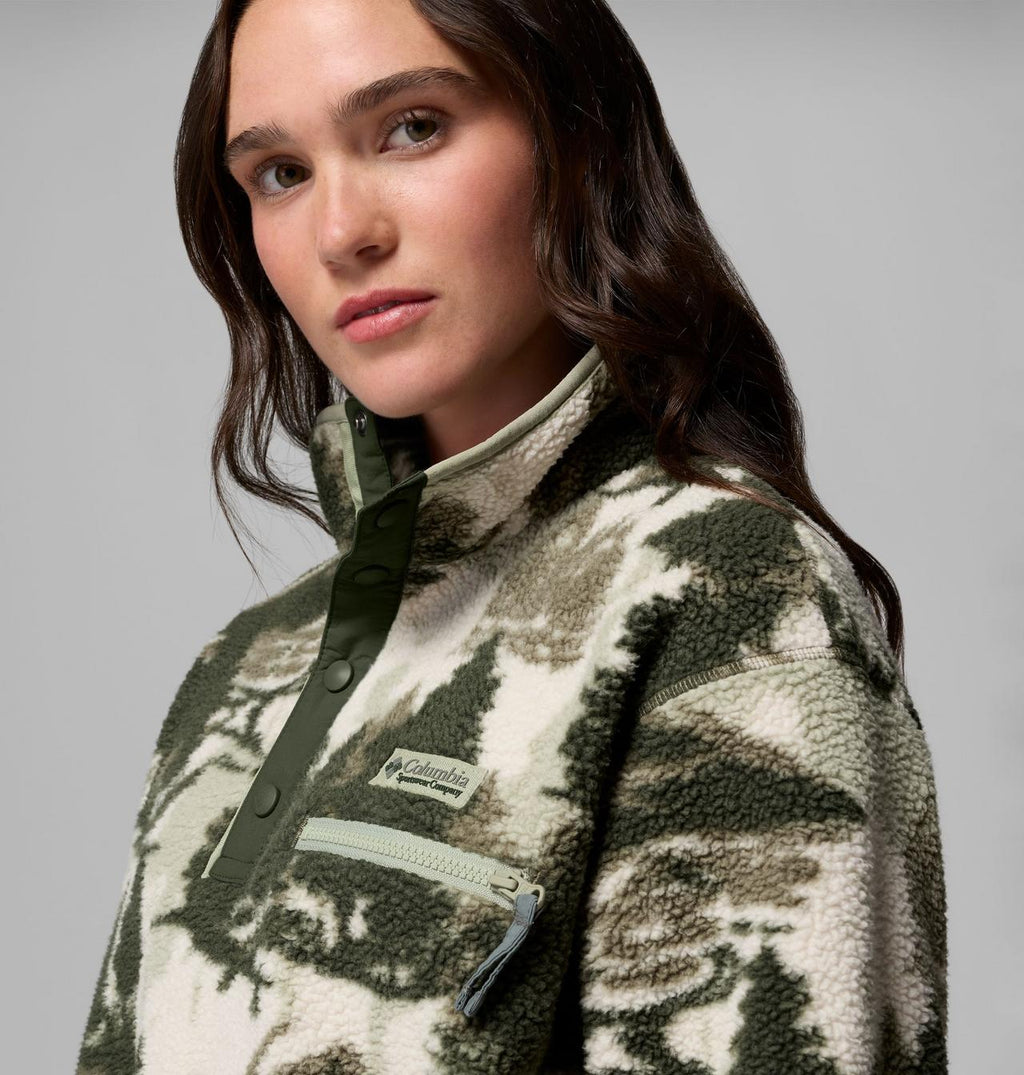 Helvetia II Printed Cropped Half Snap - Stone Green, detail