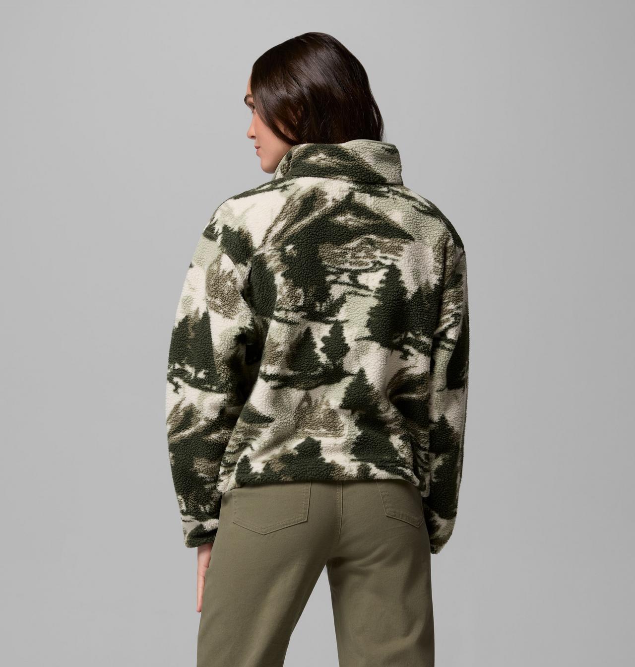 Helvetia II Printed Cropped Half Snap - Stone Green, back