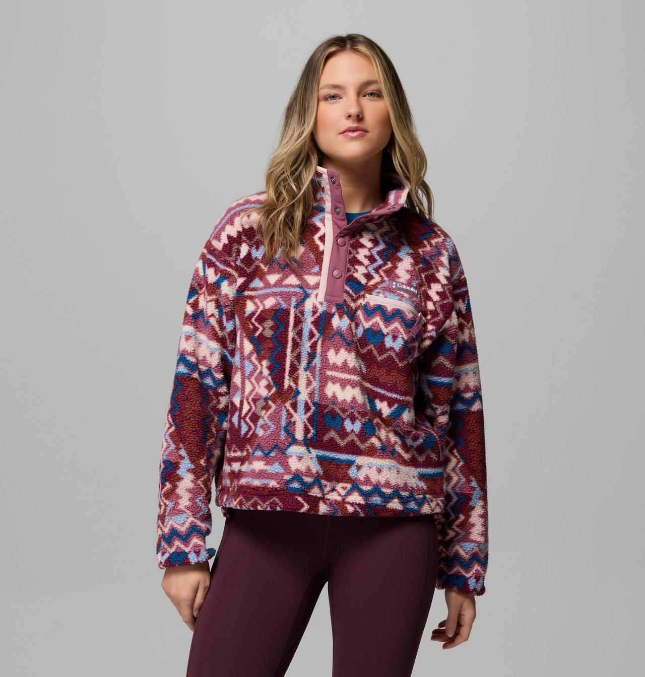 Helvetia II Printed Cropped Half Snap - Antique Mauve, front