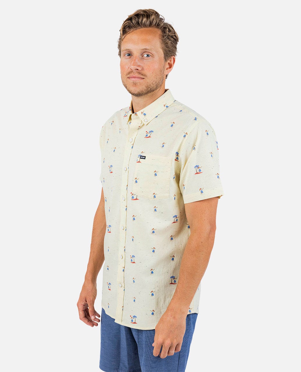 Rip Curl Hula Breach Short Sleeve Shirt - Vintage Yellow - angle