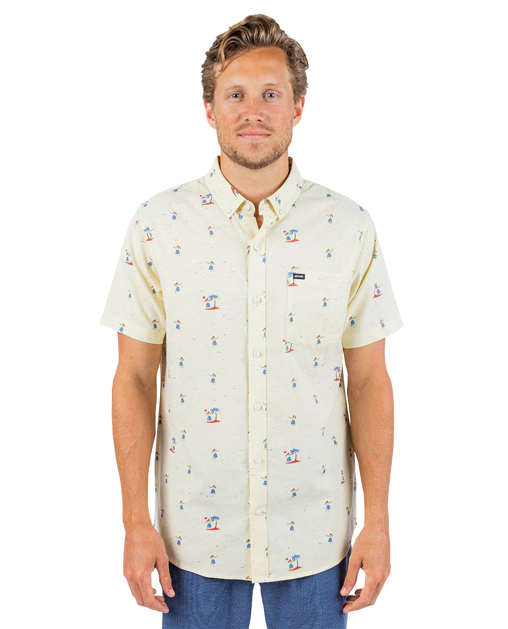 Rip Curl Hula Breach Short Sleeve Shirt - Vintage Yellow - front