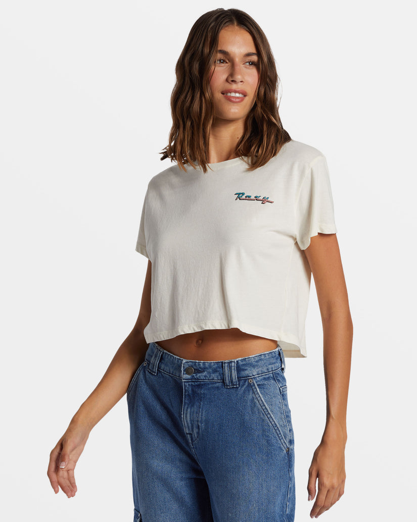 Roxy Women's Baja Cali Cropped Tee - Egret - side