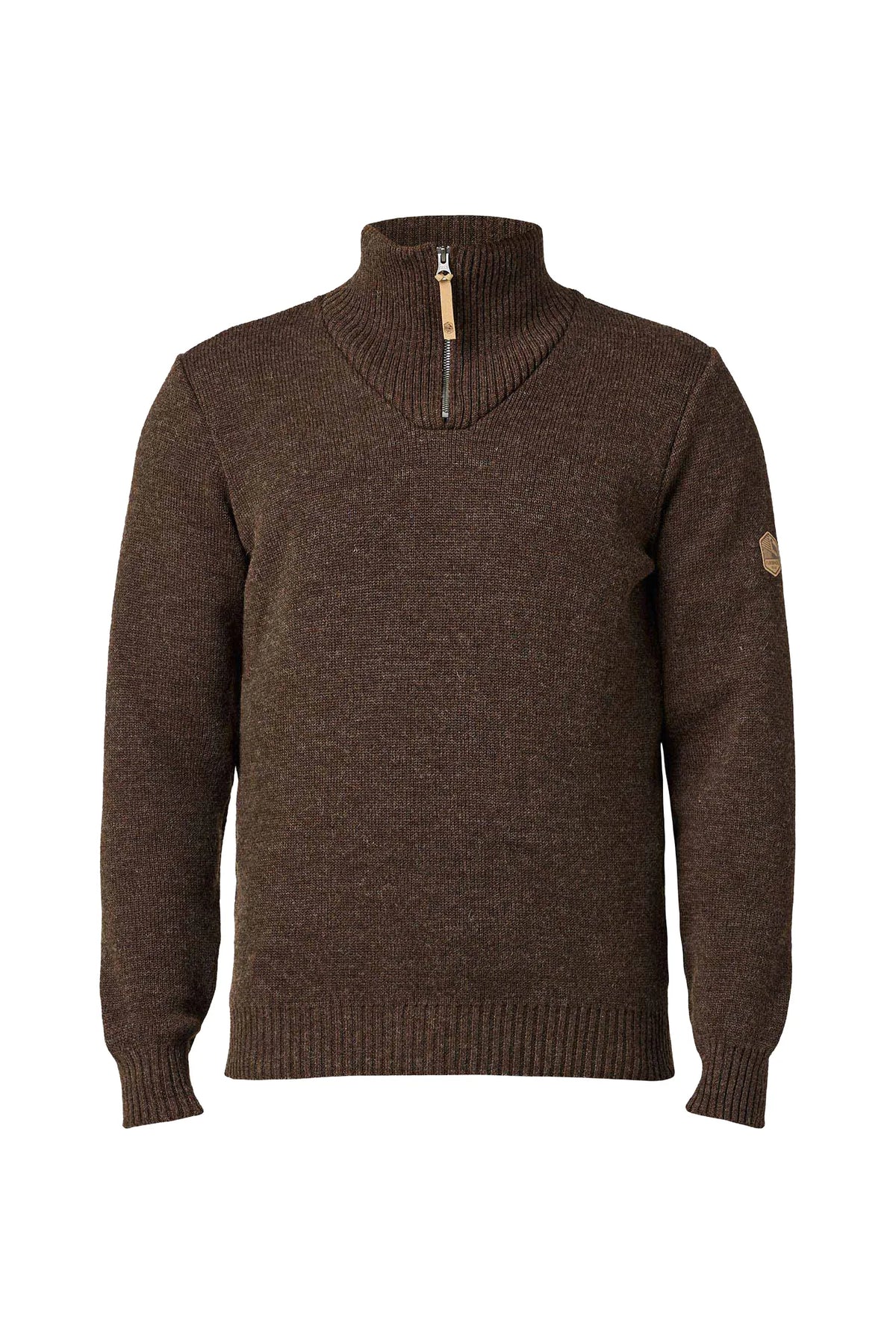 Ivanhoe of Sweden Men's NLS Elm 1/4 Zip Wool Sweater - Coffee Bean, flat front