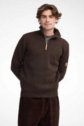 Ivanhoe of Sweden Men's NLS Elm 1/4 Zip Wool Sweater - Coffee Bean, front