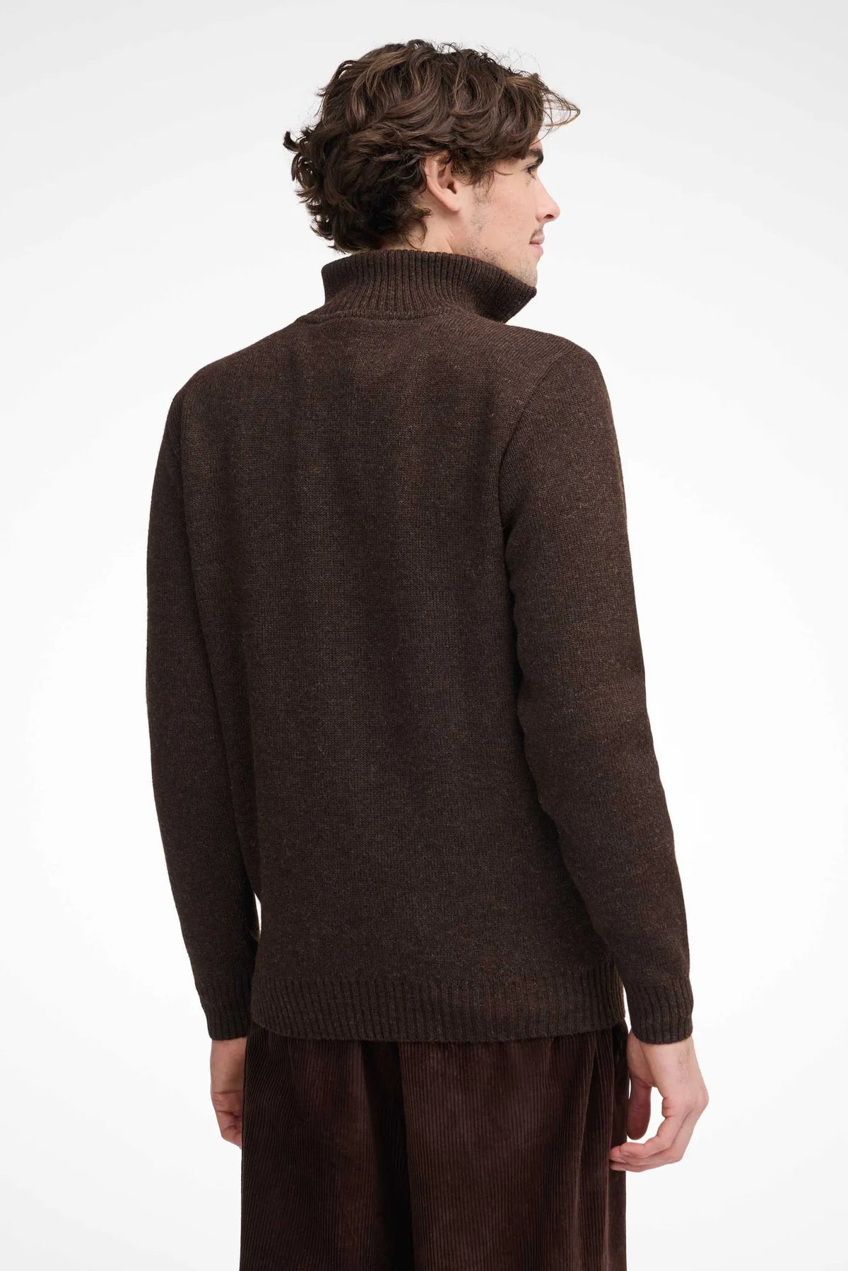 Ivanhoe of Sweden Men's NLS Elm 1/4 Zip Wool Sweater - Coffee Bean, back