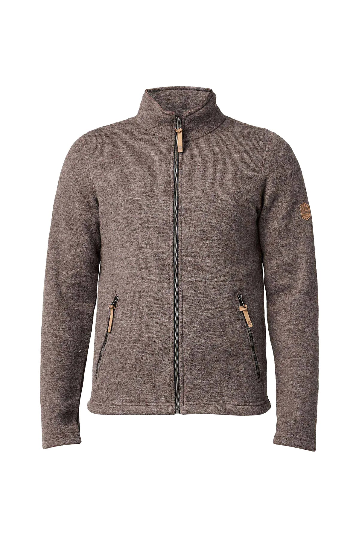 Ivanhoe of Sweden Men's NLS Sap Full Zip Wool Sweater - Nutmeg, flat front