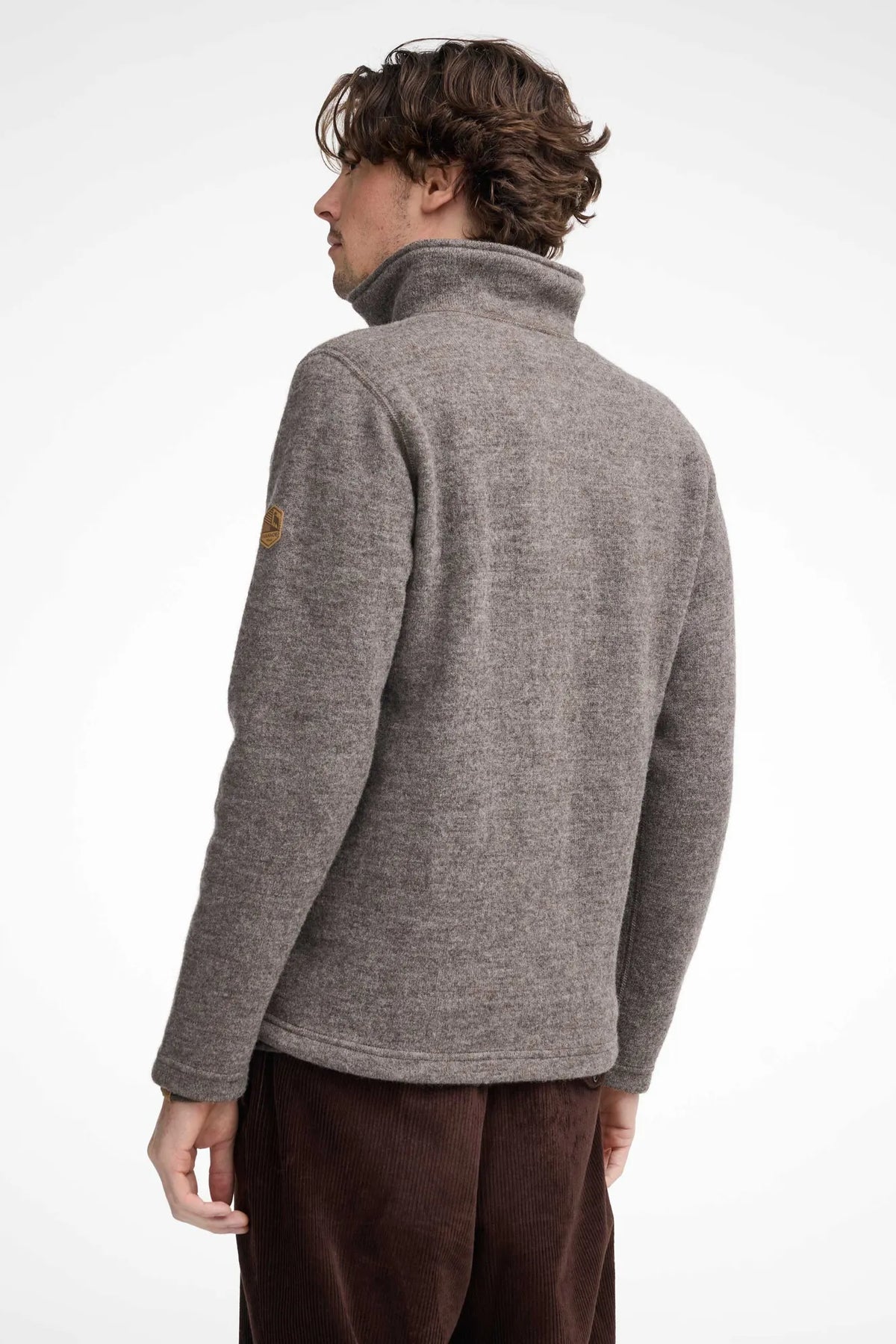 Ivanhoe of Sweden Men's NLS Sap Full Zip Wool Sweater - Nutmeg, back