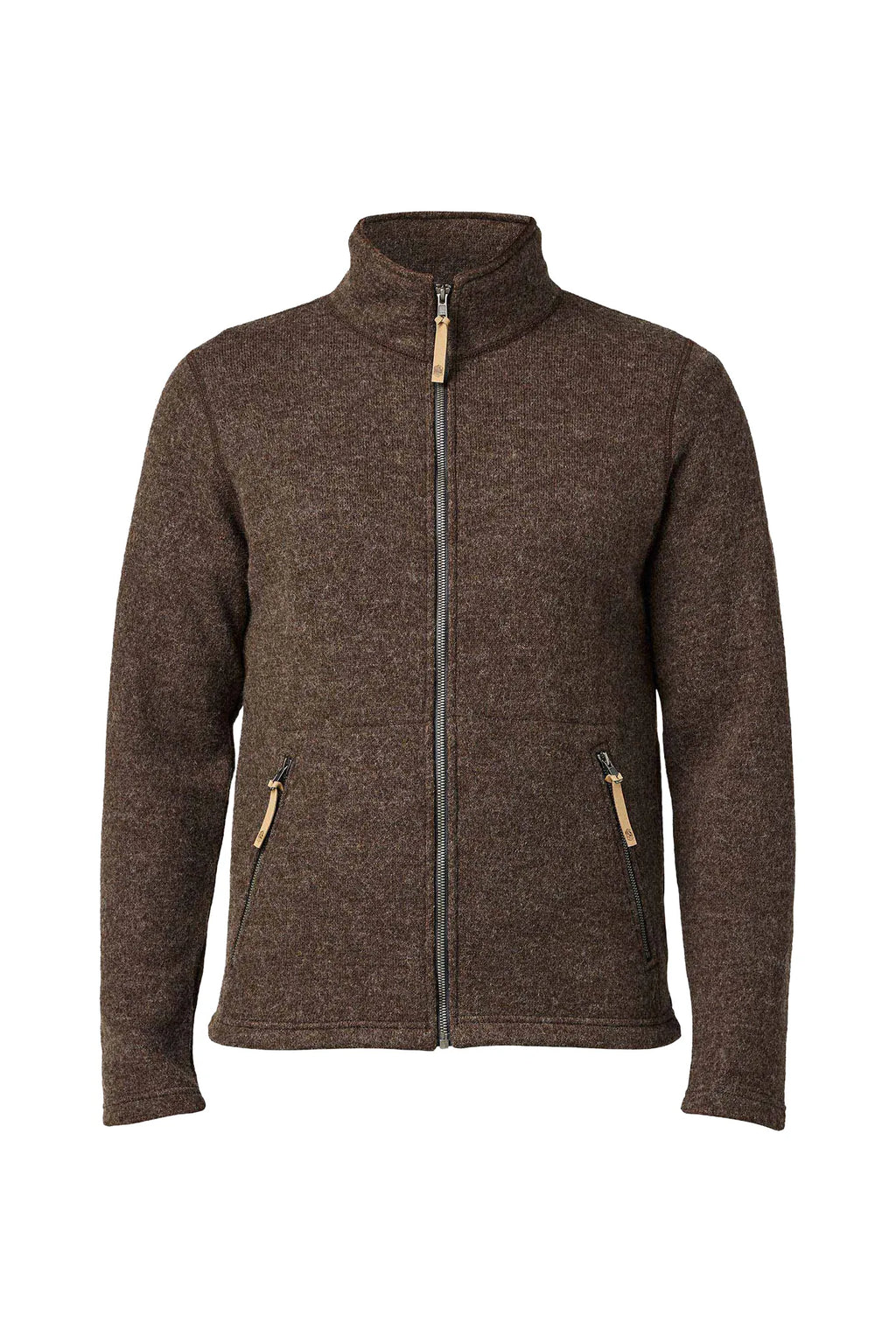 Ivanhoe of Sweden Men's NLS Sap Full Zip Wool Sweater - Chocolate, flat front