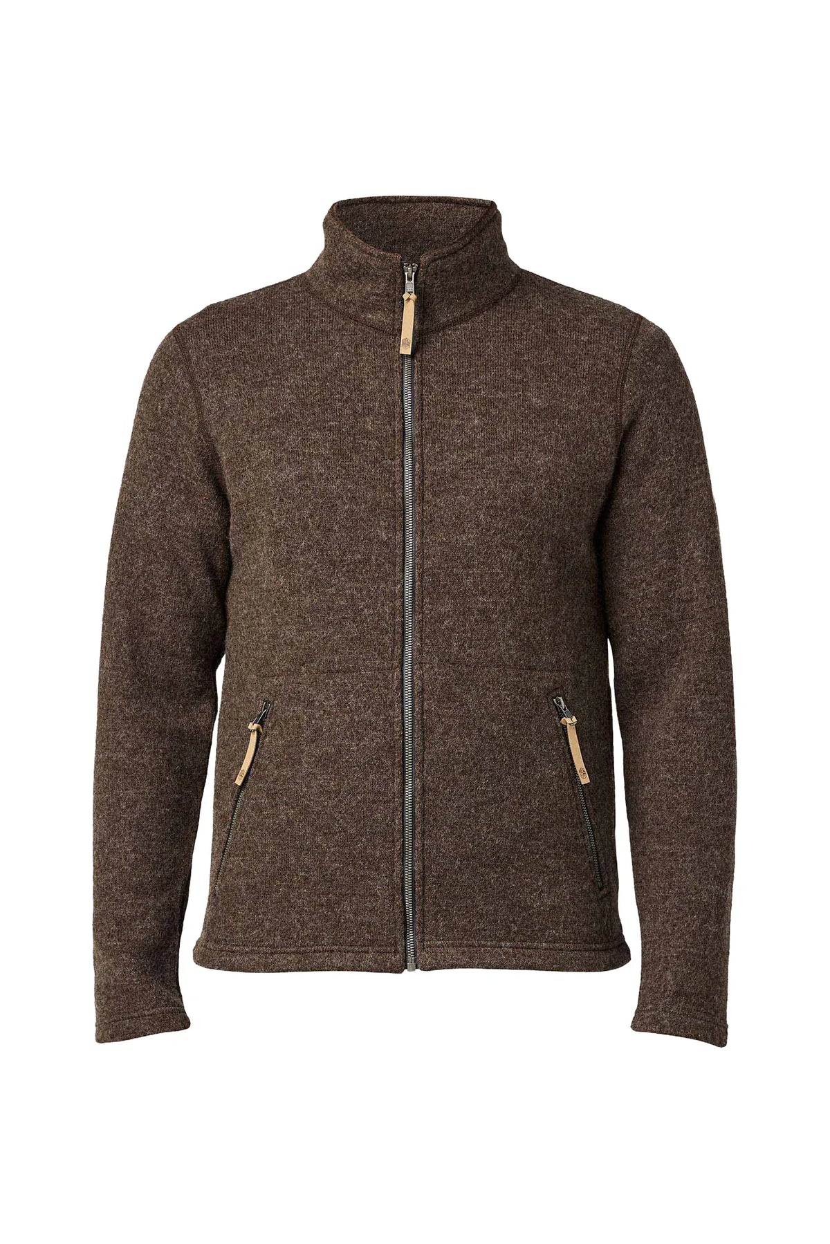Ivanhoe of Sweden Men's NLS Sap Full Zip Wool Sweater - Chocolate, flat front