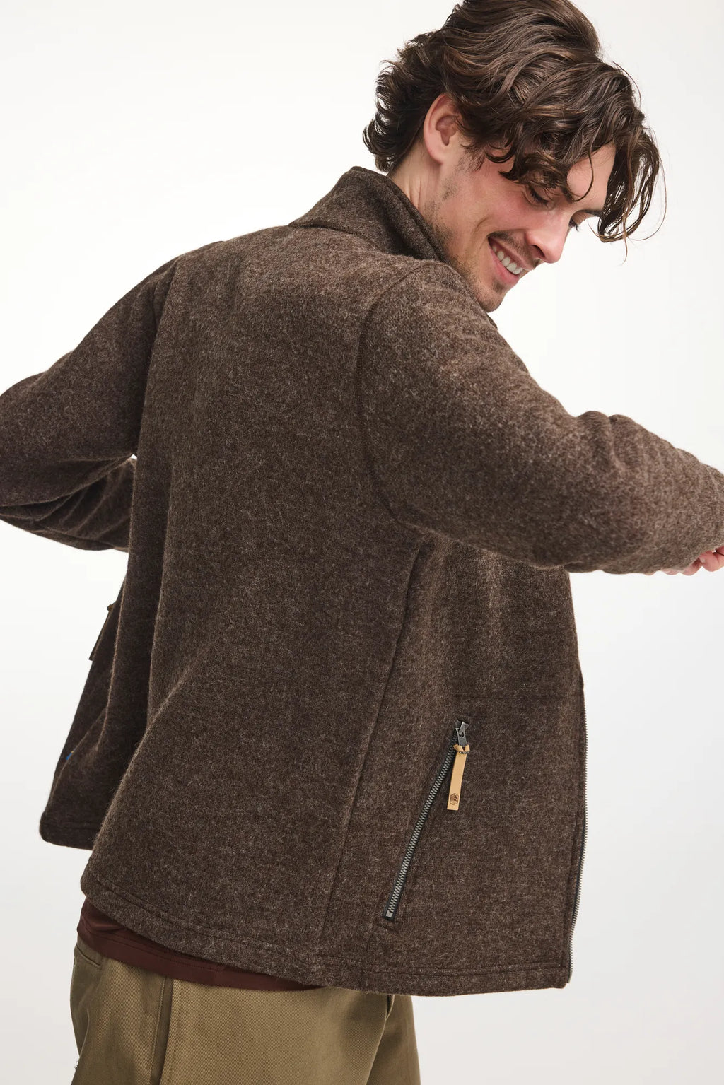 Ivanhoe of Sweden Men's NLS Sap Full Zip Wool Sweater - Chocolate, side