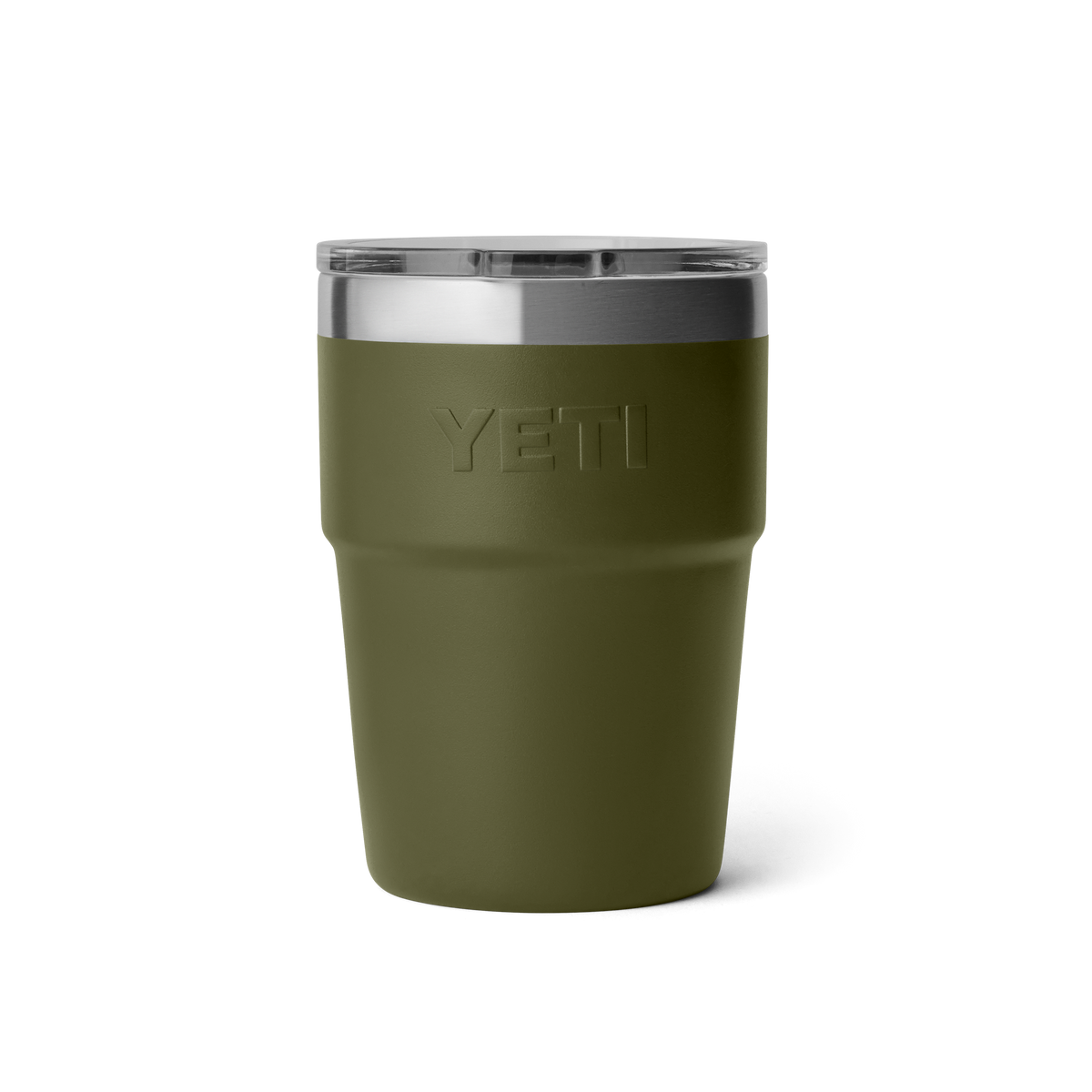 Yeti Rambler 16oz Stackable Cup with Magslider Lid - Olive/King Crab Orange, back view