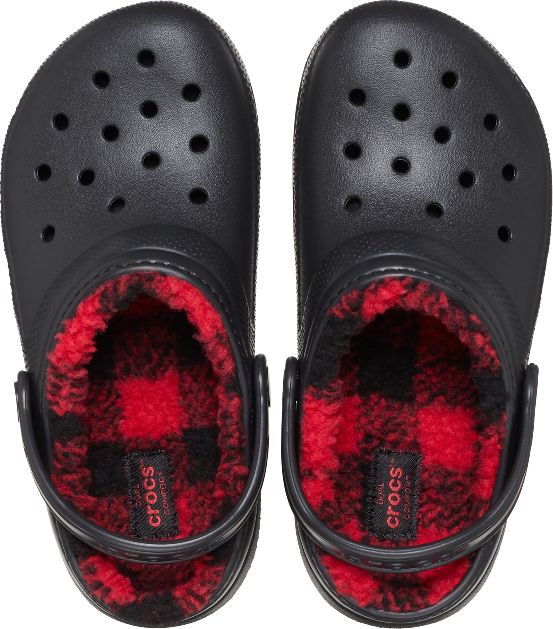 Crocs Kids' Classic Lined Buffalo Check Clog Black top