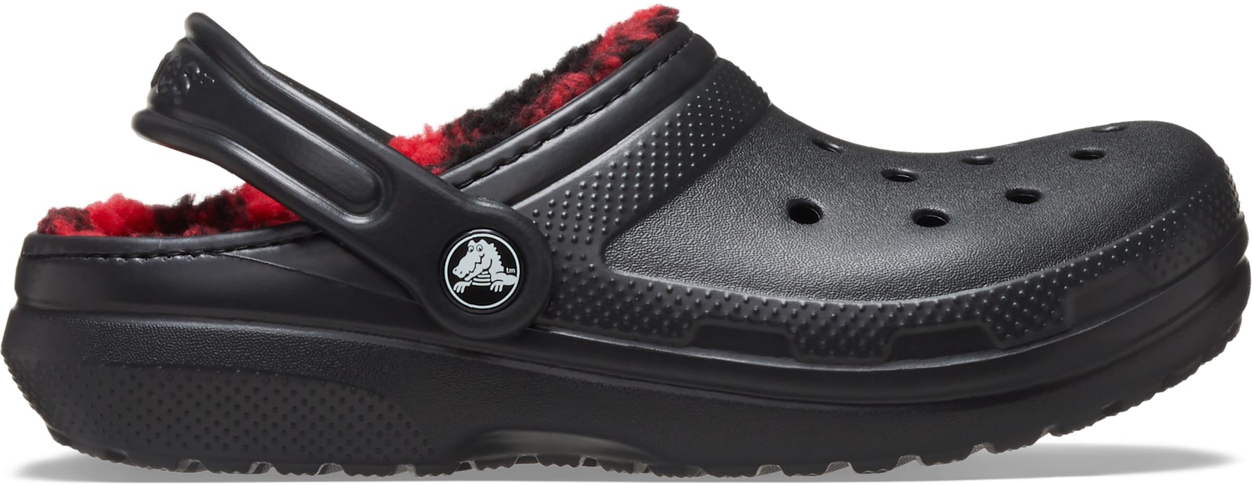 Crocs Kids' Classic Lined Buffalo Check Clog Black lateral