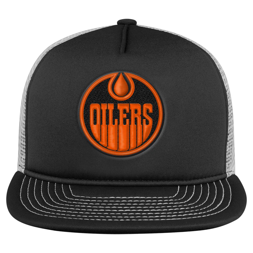 Outerstuff Edmonton Oilers Youth Black & Orange Foam Trucker Snapback Hat