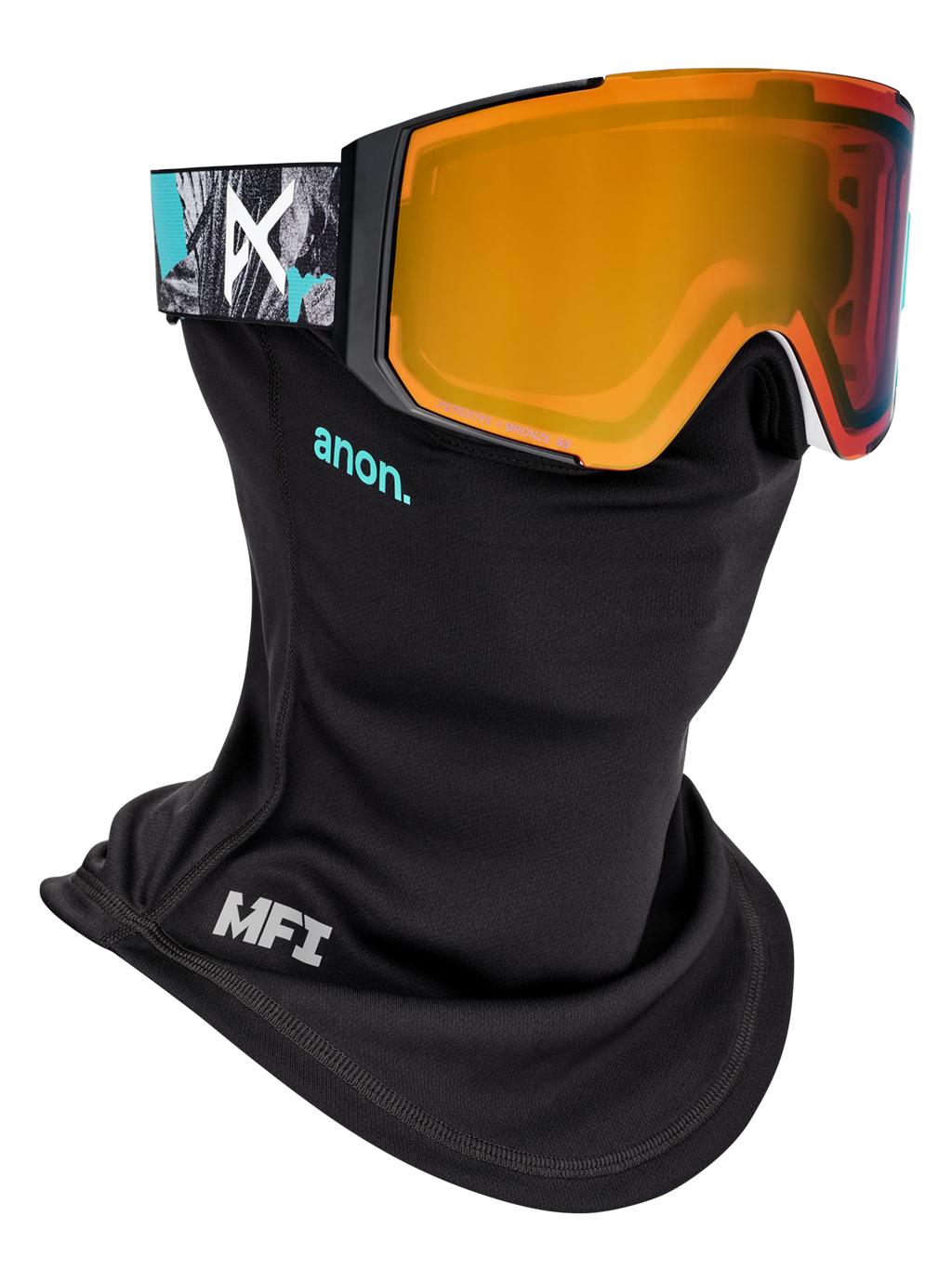 Anon Sync Goggles + Bonus Lens - Grunge/Sunny Bronze, shown with MFI face mask