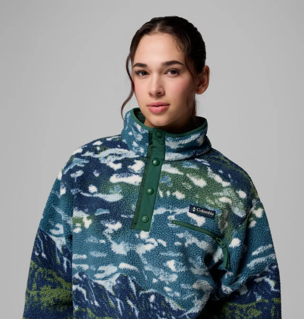Columbia Women's Helvetia II Printed Cropped Half Snap Fleece Pullover