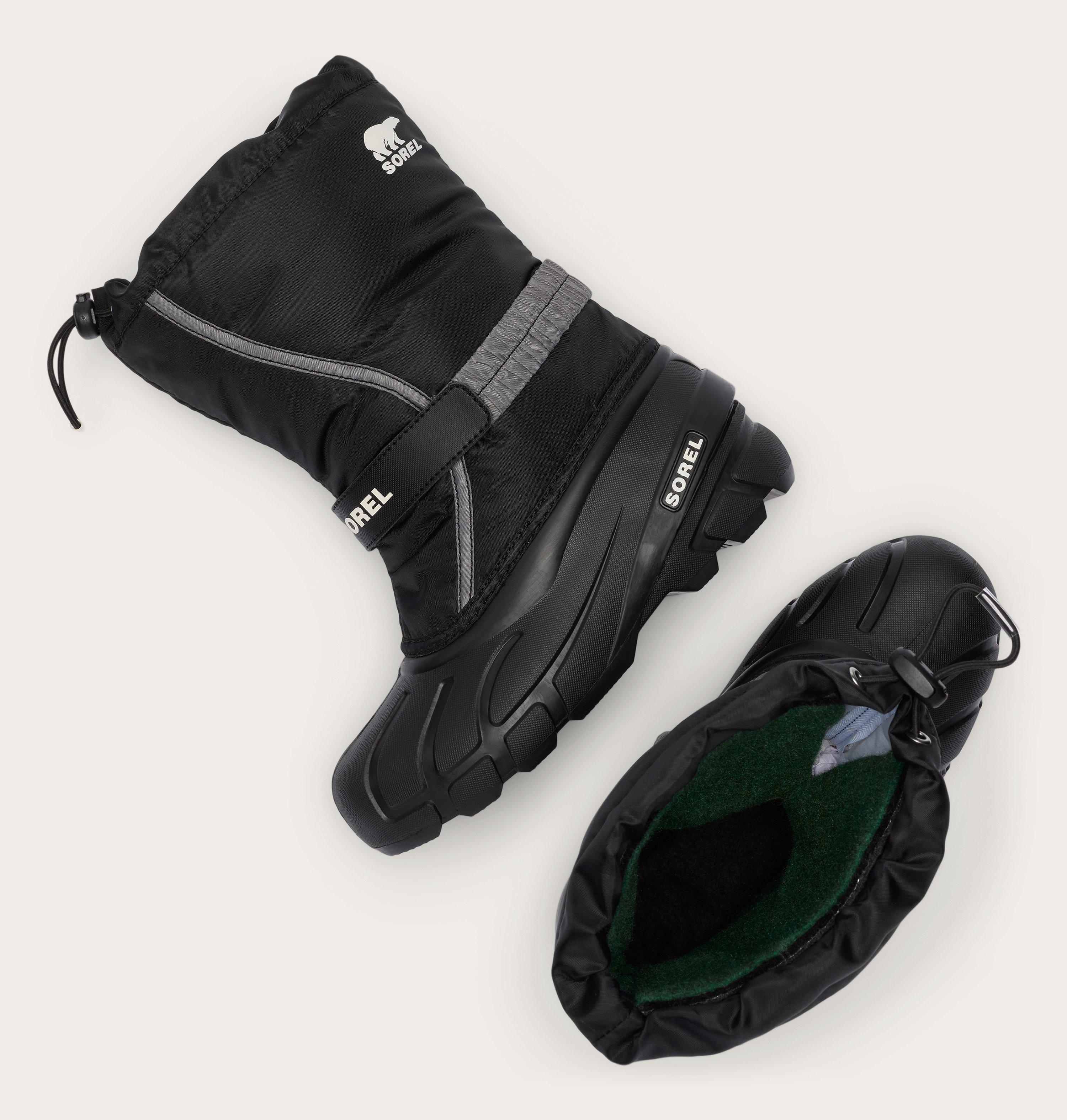 Sorel Little Kids Flurry Winter Boot in Black/Sea Salt - top
