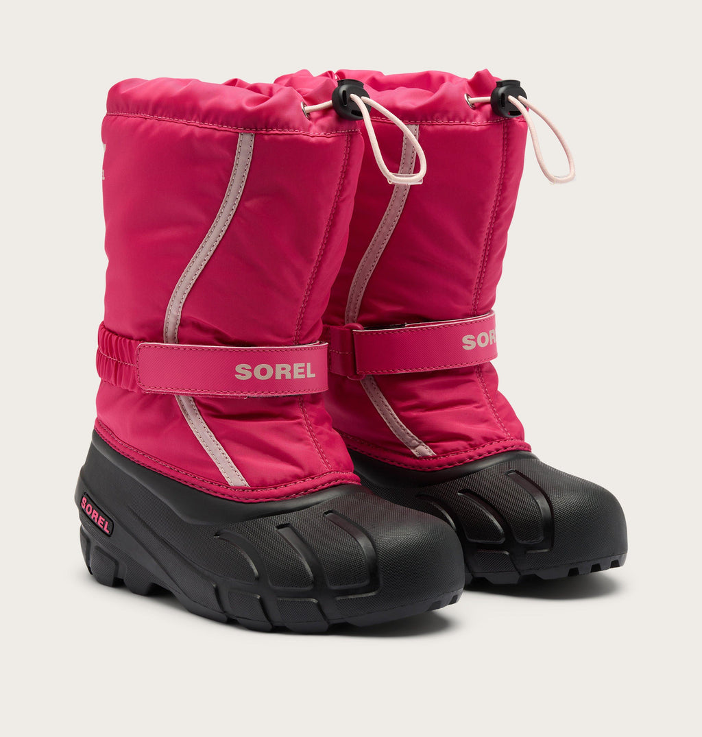 Sorel Little Kids Flurry Winter Boot in Ultra Pink/Pink Salt - pair three-quarter