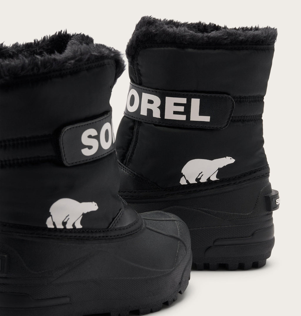 Sorel Snow Commander Little Kids Boot in Black/Sea Salt - detail